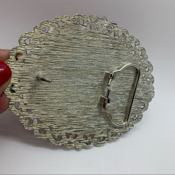 PINK CROSS FAUX OSTRICH WESTERN BELT BUCKLE - Picture 6 of 12